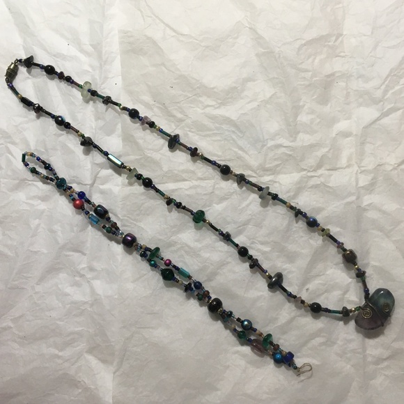 SOLD!-Handmade multicolored choker necklace with gemstone pendant and bracelet - Picture 3 of 3